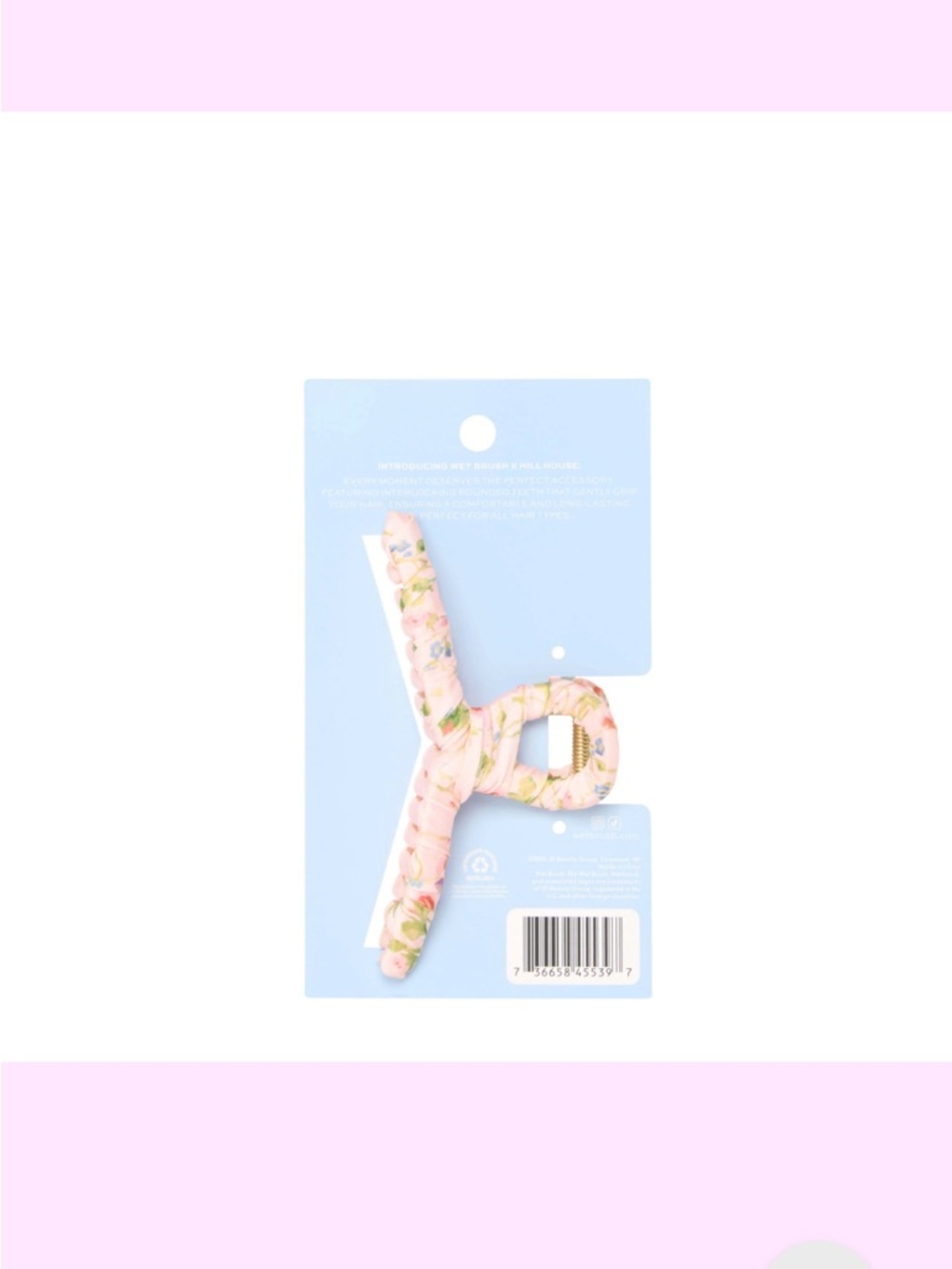 Wet Brush × Hill House Fabric Wrapped Claw Clip - Pink Bluebonnet Floral - Picture 7 of 7